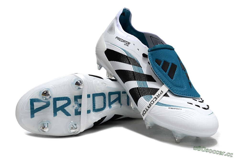 Men's Adidas Predator 25 Elite Foldover Tongue SG Soft Ground Low-Tops Football Boots - White/Black/Blue 3