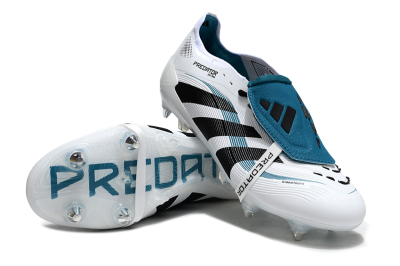 Men's Adidas Predator 25 Elite Foldover Tongue SG Soft Ground Low-Tops Football Boots - White/Black/Blue