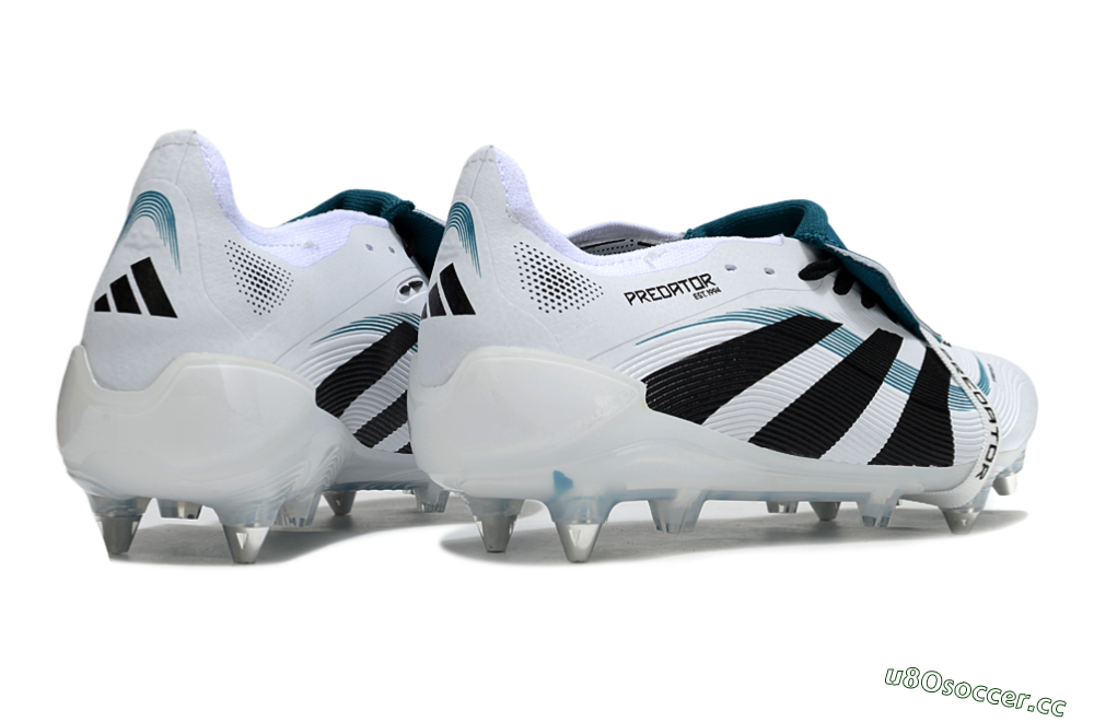 Men's Adidas Predator 25 Elite Foldover Tongue SG Soft Ground Low-Tops Football Boots - White/Black/Blue 6