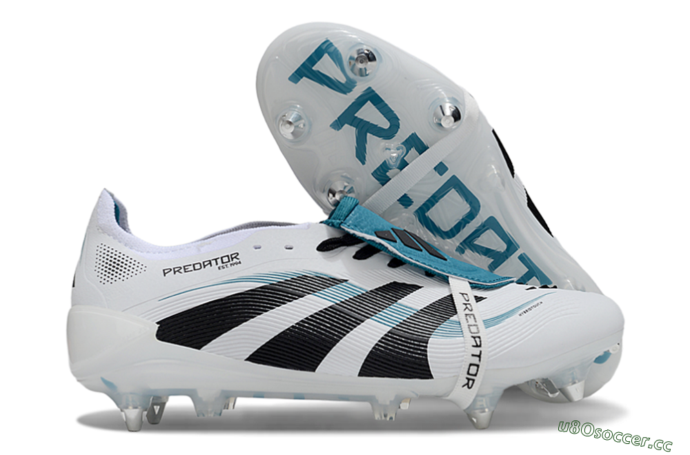 Men's Adidas Predator 25 Elite Foldover Tongue SG Soft Ground Low-Tops Football Boots - White/Black/Blue 2
