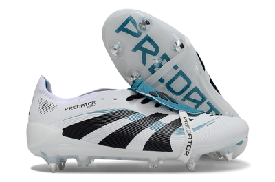 Men's Adidas Predator 25 Elite Foldover Tongue SG Soft Ground Low-Tops Football Boots - White/Black/Blue