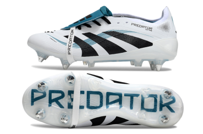Men's Adidas Predator 25 Elite Foldover Tongue SG Soft Ground Low-Tops Football Boots - White/Black/Blue