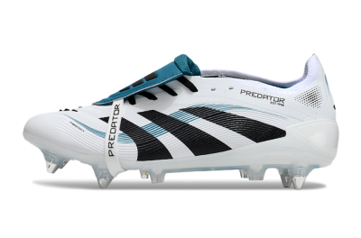 Men's Adidas Predator 25 Elite Foldover Tongue SG Soft Ground Low-Tops Football Boots - White/Black/Blue