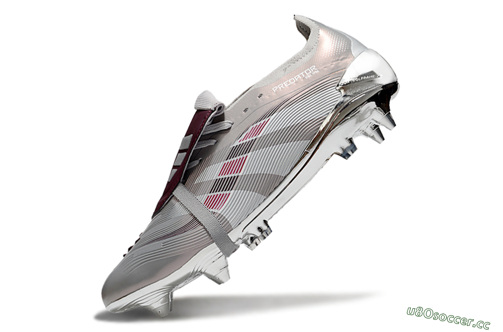 Men's Adidas Predator 25 Elite Foldover Tongue SG Soft Ground Low-Tops Football Boots - Silver/White/Red 5