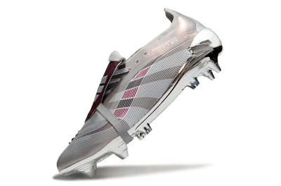 Men's Adidas Predator 25 Elite Foldover Tongue SG Soft Ground Low-Tops Football Boots - Silver/White/Red