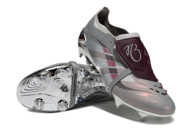 Men's Adidas Predator 25 Elite Foldover Tongue SG Soft Ground Low-Tops Football Boots - Silver/White/Red