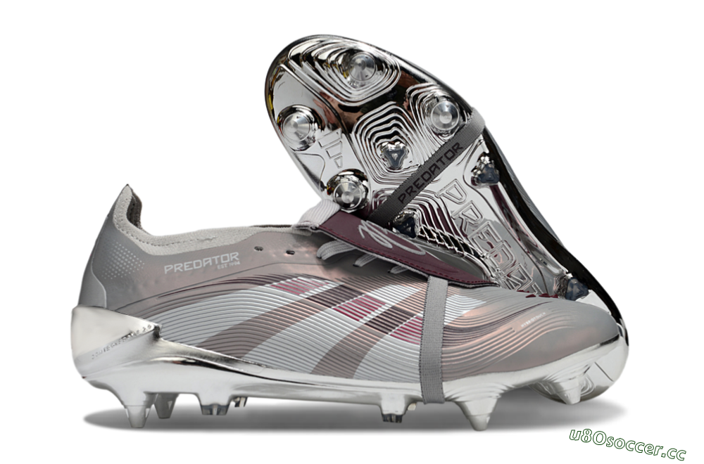 Men's Adidas Predator 25 Elite Foldover Tongue SG Soft Ground Low-Tops Football Boots - Silver/White/Red 2