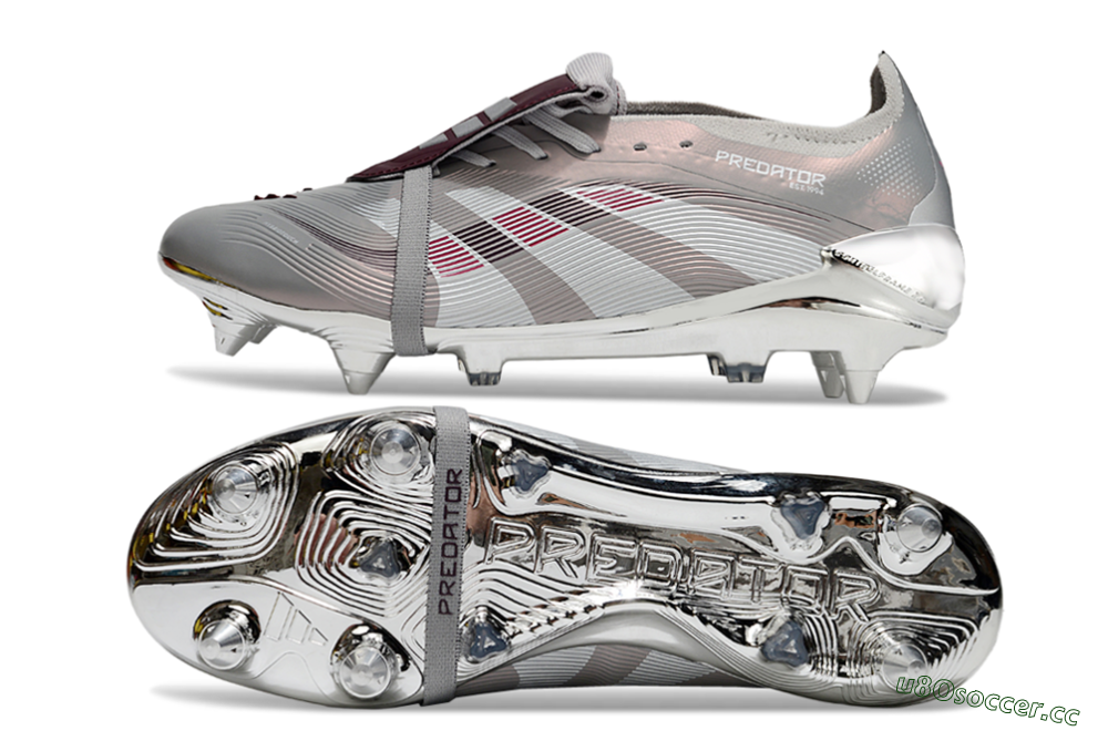 Men's Adidas Predator 25 Elite Foldover Tongue SG Soft Ground Low-Tops Football Boots - Silver/White/Red 1