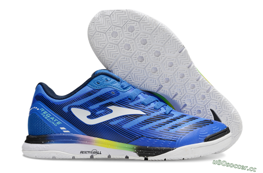 Men's Joma Top Flex IC Indoor & Futsal Low-Tops Football Shoes - Blue/White/Black 2