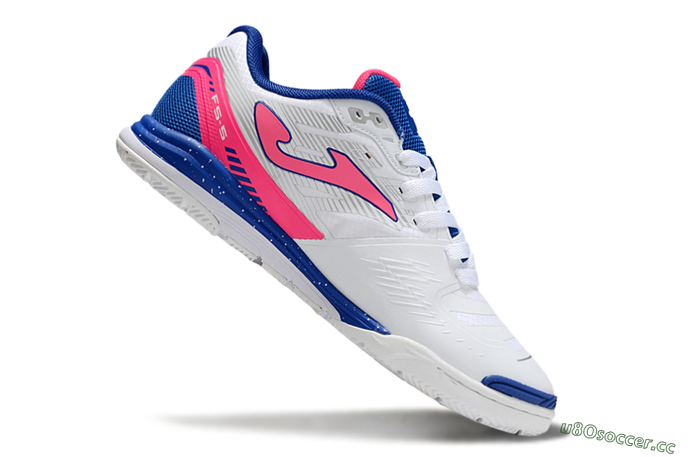 Men's Joma Top Flex IC Indoor & Futsal Low-Tops Football Shoes - White/Pink/Blue 4