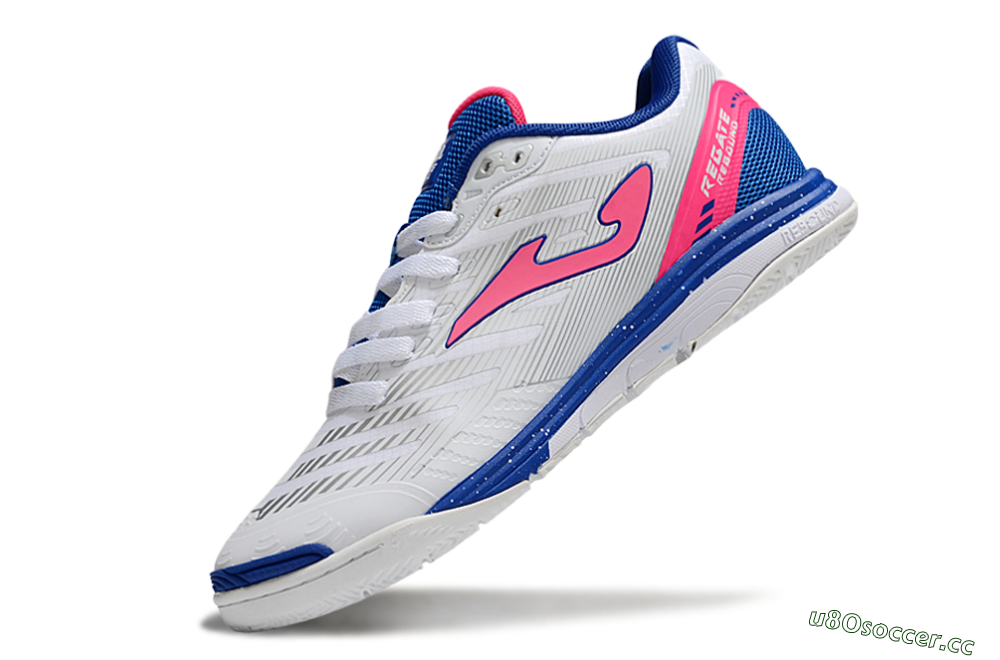 Men's Joma Top Flex IC Indoor & Futsal Low-Tops Football Shoes - White/Pink/Blue 5