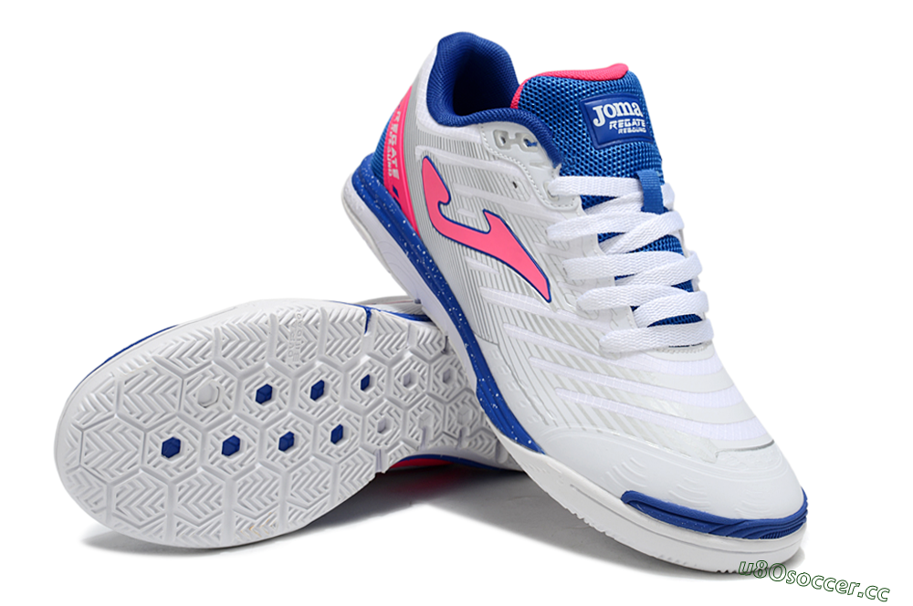 Men's Joma Top Flex IC Indoor & Futsal Low-Tops Football Shoes - White/Pink/Blue 3