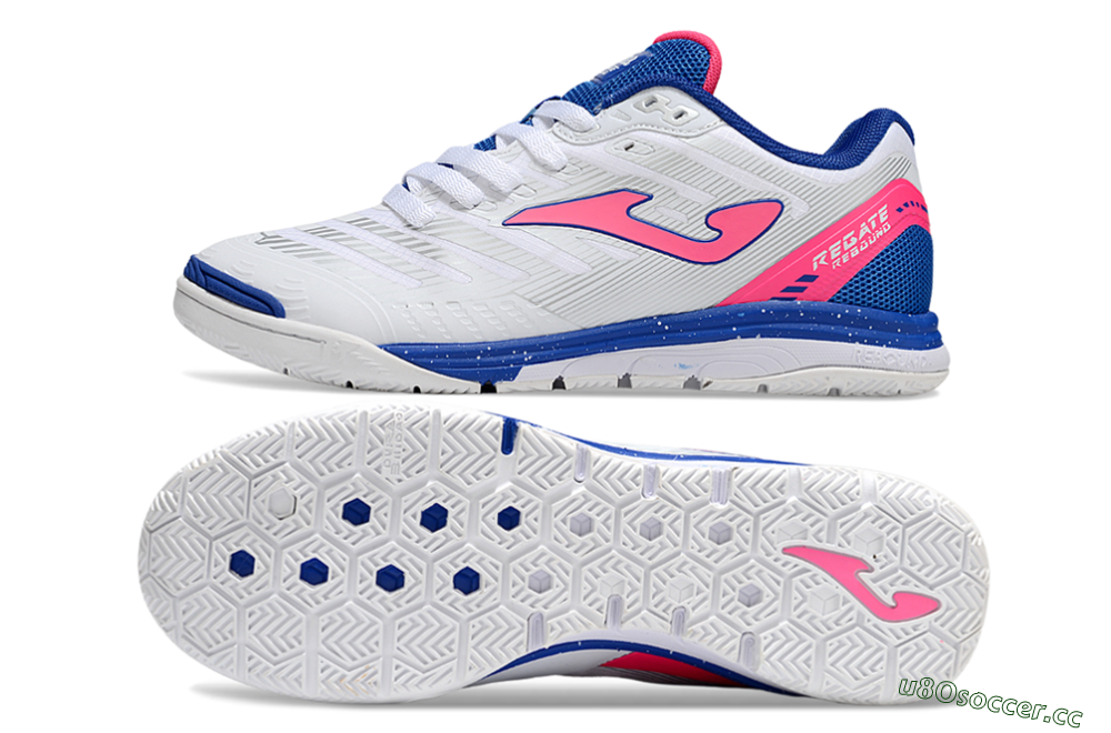 Men's Joma Top Flex IC Indoor & Futsal Low-Tops Football Shoes - White/Pink/Blue 1