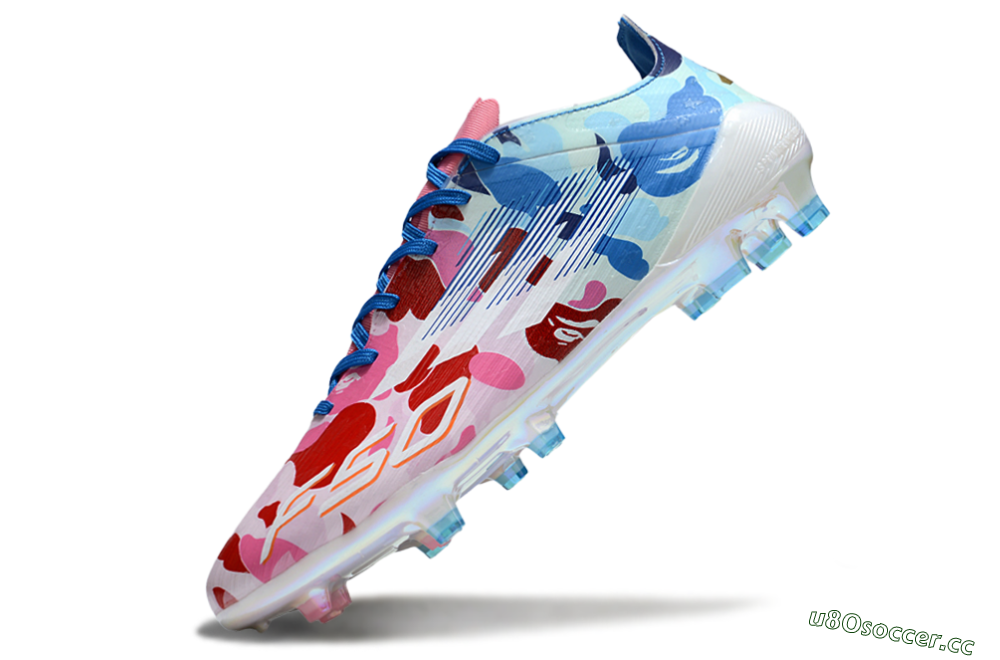 Men's Adidas F50+ Elite FG Firm Ground Low-Tops Football Boots - White/Pink/Blue 5