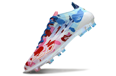 Men's Adidas F50+ Elite FG Firm Ground Low-Tops Football Boots - White/Pink/Blue