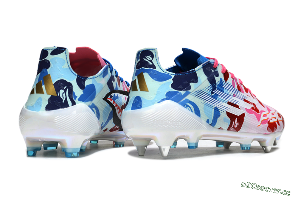 Men's Adidas F50+ Elite FG Firm Ground Low-Tops Football Boots - White/Pink/Blue 6