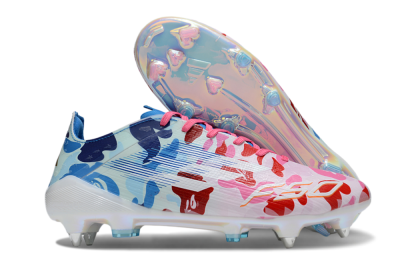Men's Adidas F50+ Elite FG Firm Ground Low-Tops Football Boots - White/Pink/Blue