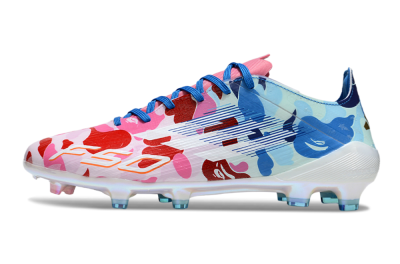 Men's Adidas F50+ Elite FG Firm Ground Low-Tops Football Boots - White/Pink/Blue