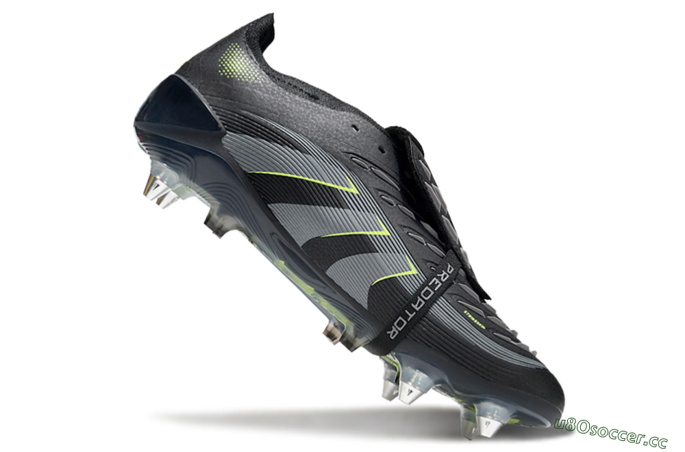 Men's Adidas Predator 25 Elite Foldover Tongue SG Soft Ground Low-Tops Football Boots - Black/Grey/Yellow 3