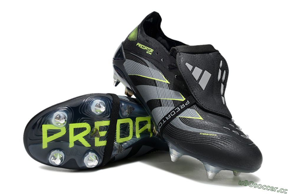 Men's Adidas Predator 25 Elite Foldover Tongue SG Soft Ground Low-Tops Football Boots - Black/Grey/Yellow 1