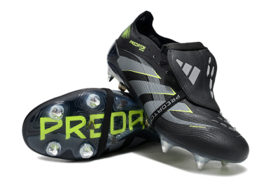 Men's Adidas Predator 25 Elite Foldover Tongue SG Soft Ground Low-Tops Football Boots - Black/Grey/Yellow
