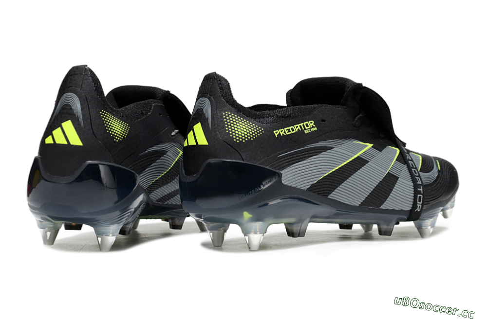 Men's Adidas Predator 25 Elite Foldover Tongue SG Soft Ground Low-Tops Football Boots - Black/Grey/Yellow 5