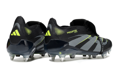 Men's Adidas Predator 25 Elite Foldover Tongue SG Soft Ground Low-Tops Football Boots - Black/Grey/Yellow