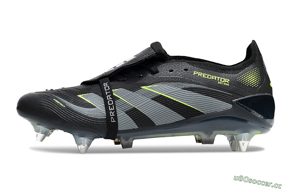 Men's Adidas Predator 25 Elite Foldover Tongue SG Soft Ground Low-Tops Football Boots - Black/Grey/Yellow 0