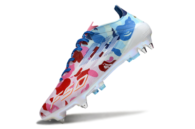Men's Adidas F50 Elite SG Soft Ground Low-Tops Football Boots - White/Pink/Blue