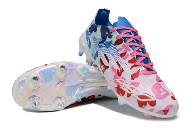 Men's Adidas F50 Elite SG Soft Ground Low-Tops Football Boots - White/Pink/Blue