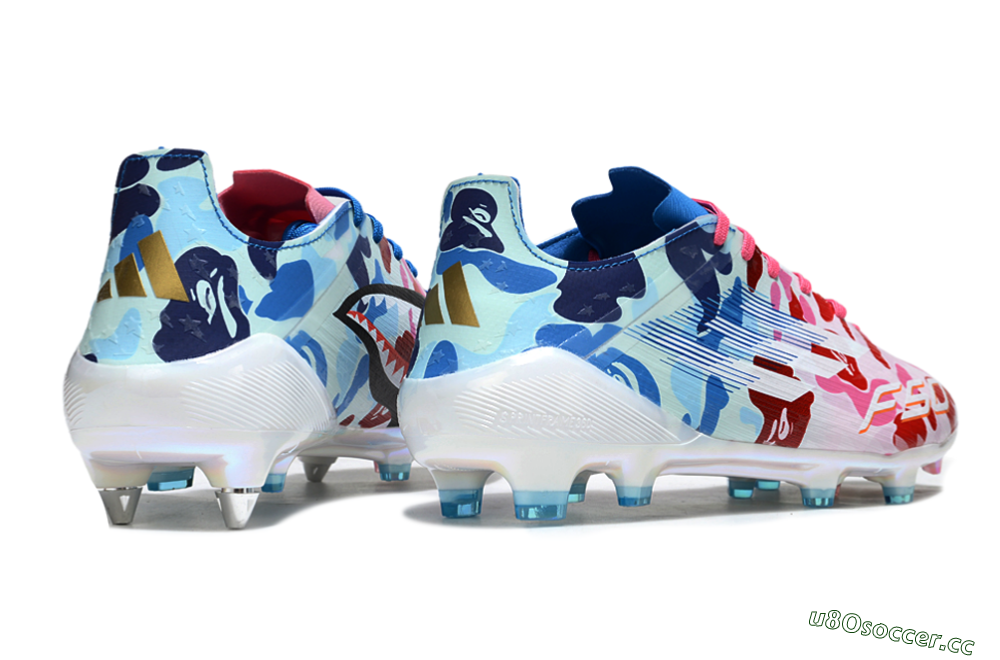 Men's Adidas F50 Elite SG Soft Ground Low-Tops Football Boots - White/Pink/Blue 6