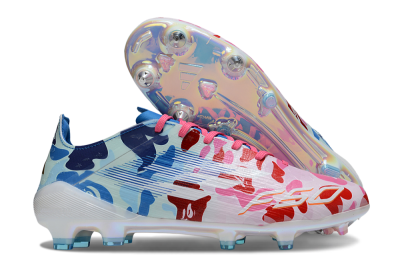 Men's Adidas F50 Elite SG Soft Ground Low-Tops Football Boots - White/Pink/Blue