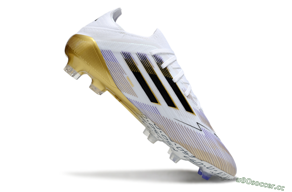 Men's Adidas F50 Elite FG Firm Ground Low-Tops Football Boots - White/Purple/Gold 4