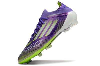Men's Adidas F50 Elite FG Firm Ground Low-Tops Football Boots - Purple/Yellow/Silver