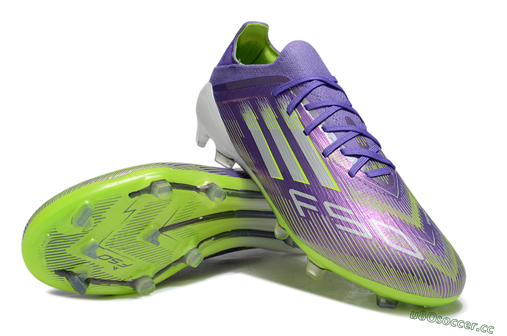 Men's Adidas F50 Elite FG Firm Ground Low-Tops Football Boots - Purple/Yellow/Silver 1