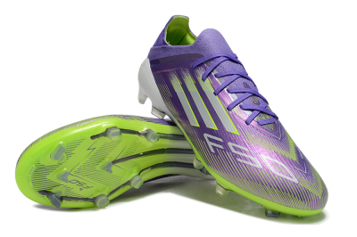 Men's Adidas F50 Elite FG Firm Ground Low-Tops Football Boots - Purple/Yellow/Silver