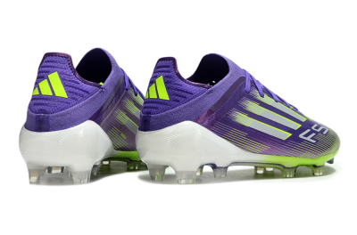 Men's Adidas F50 Elite FG Firm Ground Low-Tops Football Boots - Purple/Yellow/Silver