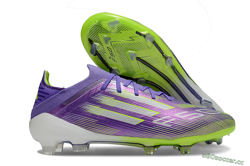 Men's Adidas F50 Elite FG Firm Ground Low-Tops Football Boots - Purple/Yellow/Silver 2