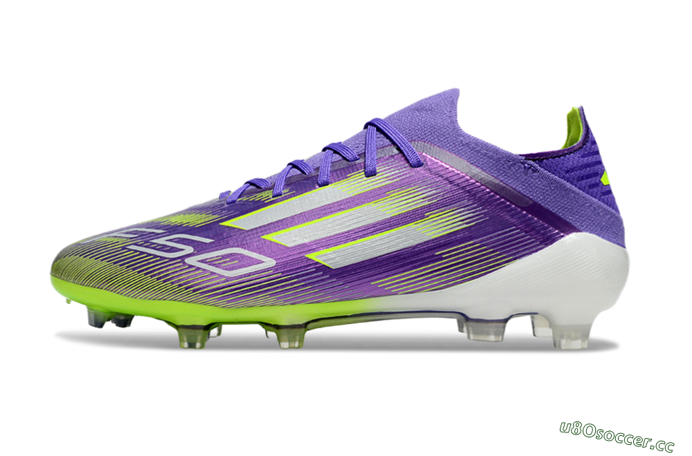 Men's Adidas F50 Elite FG Firm Ground Low-Tops Football Boots - Purple/Yellow/Silver 0