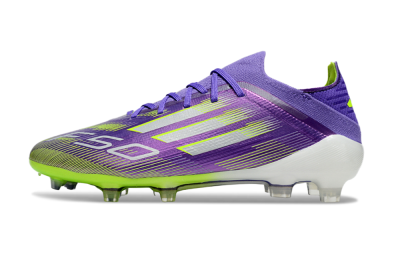 Men's Adidas F50 Elite FG Firm Ground Low-Tops Football Boots - Purple/Yellow/Silver