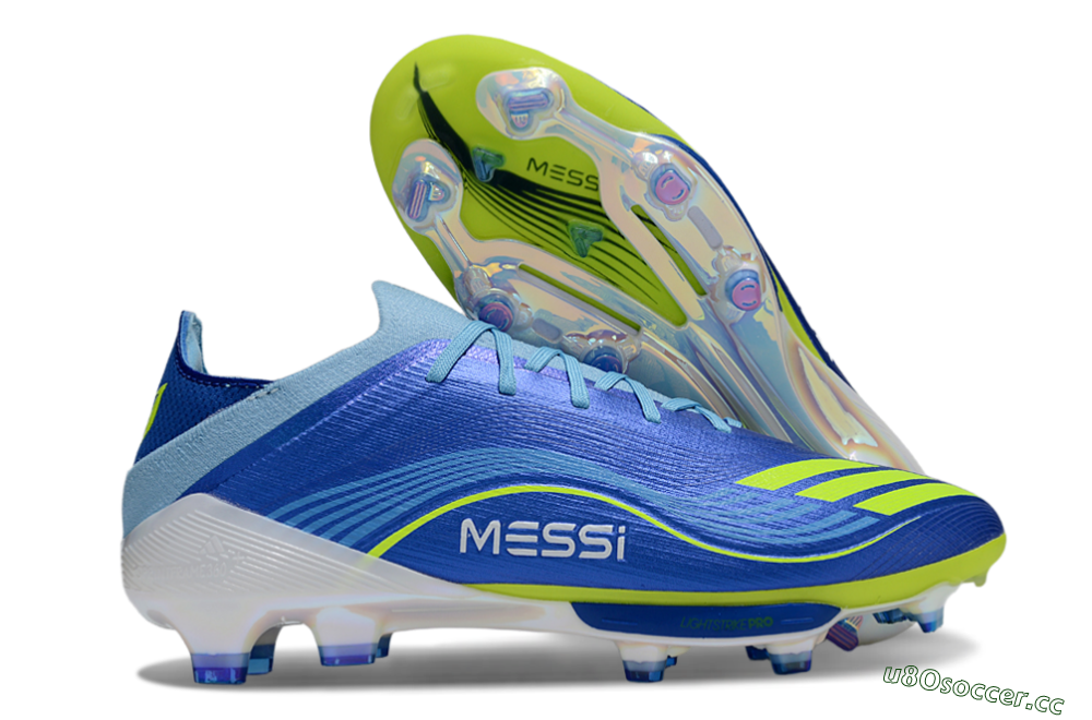 Men's Messi x Adidas F50 Elite FG Firm Ground Low-Tops Football Boots - Blue/Yellow/White 2