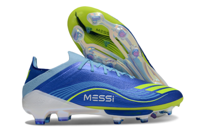 Men's Messi x Adidas F50 Elite FG Firm Ground Low-Tops Football Boots - Blue/Yellow/White