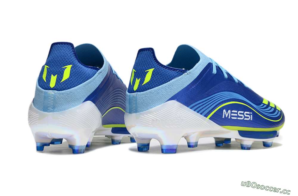 Men's Messi x Adidas F50 Elite FG Firm Ground Low-Tops Football Boots - Blue/Yellow/White 6