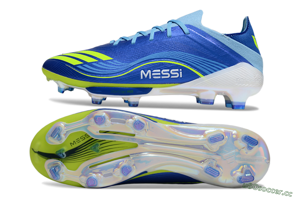 Men's Messi x Adidas F50 Elite FG Firm Ground Low-Tops Football Boots - Blue/Yellow/White 1