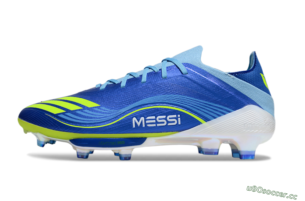 Men's Messi x Adidas F50 Elite FG Firm Ground Low-Tops Football Boots - Blue/Yellow/White 0