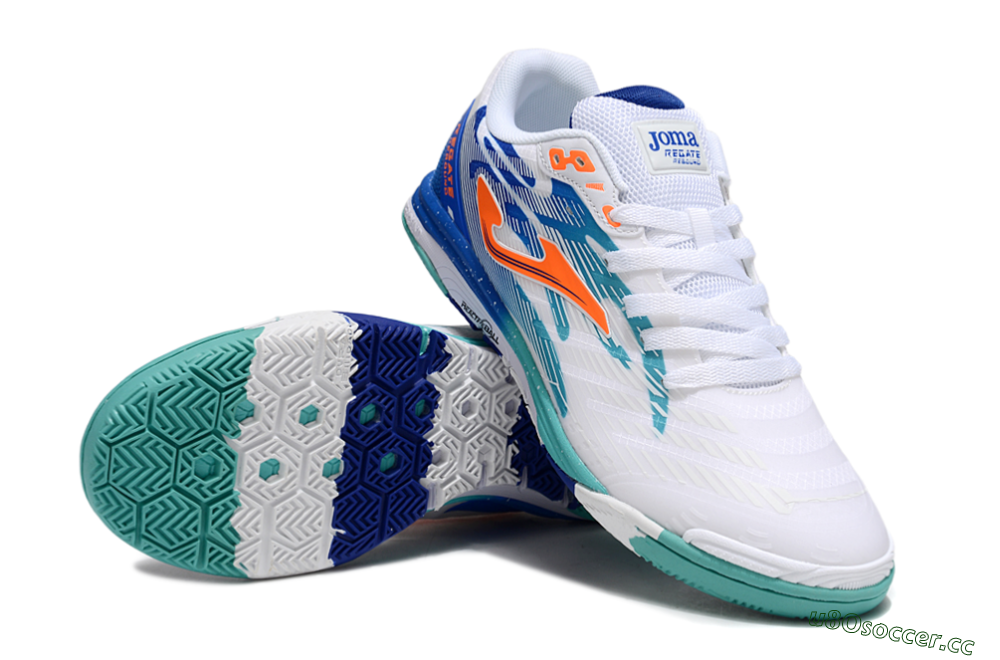 Men's Joma Top Flex IC Indoor & Futsal Low-Tops Football Shoes - White/Blue/Orange 3
