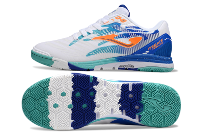 Men's Joma Top Flex IC Indoor & Futsal Low-Tops Football Shoes - White/Blue/Orange
