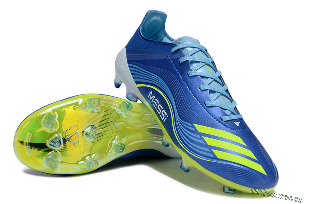 Men's Messi x Adidas F50 Elite FG Firm Ground Low-Tops Football Boots - Blue/Yellow/White 3