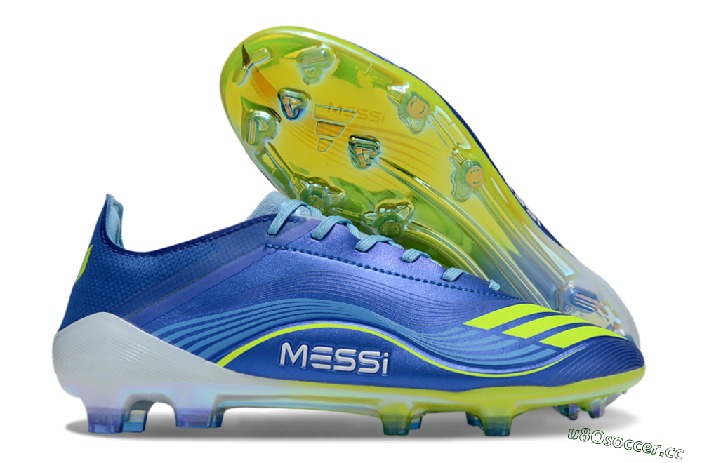 Men's Messi x Adidas F50 Elite FG Firm Ground Low-Tops Football Boots - Blue/Yellow/White 2