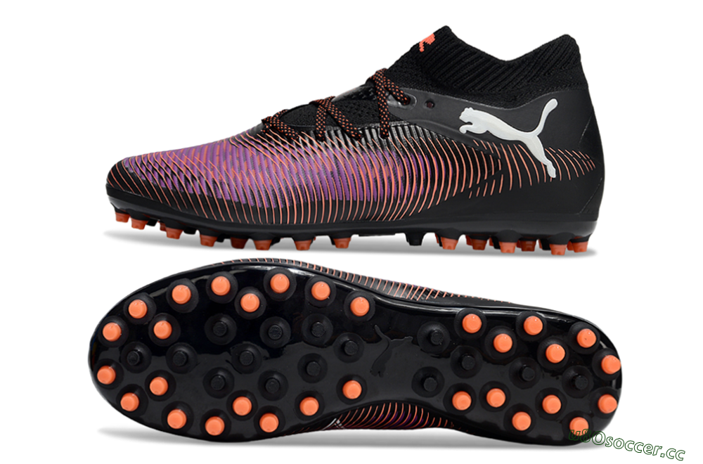 Men's Puma Future 8 Ultimate MG Multi Ground Low-Tops Football Boots - Black/Purple/Orange 1